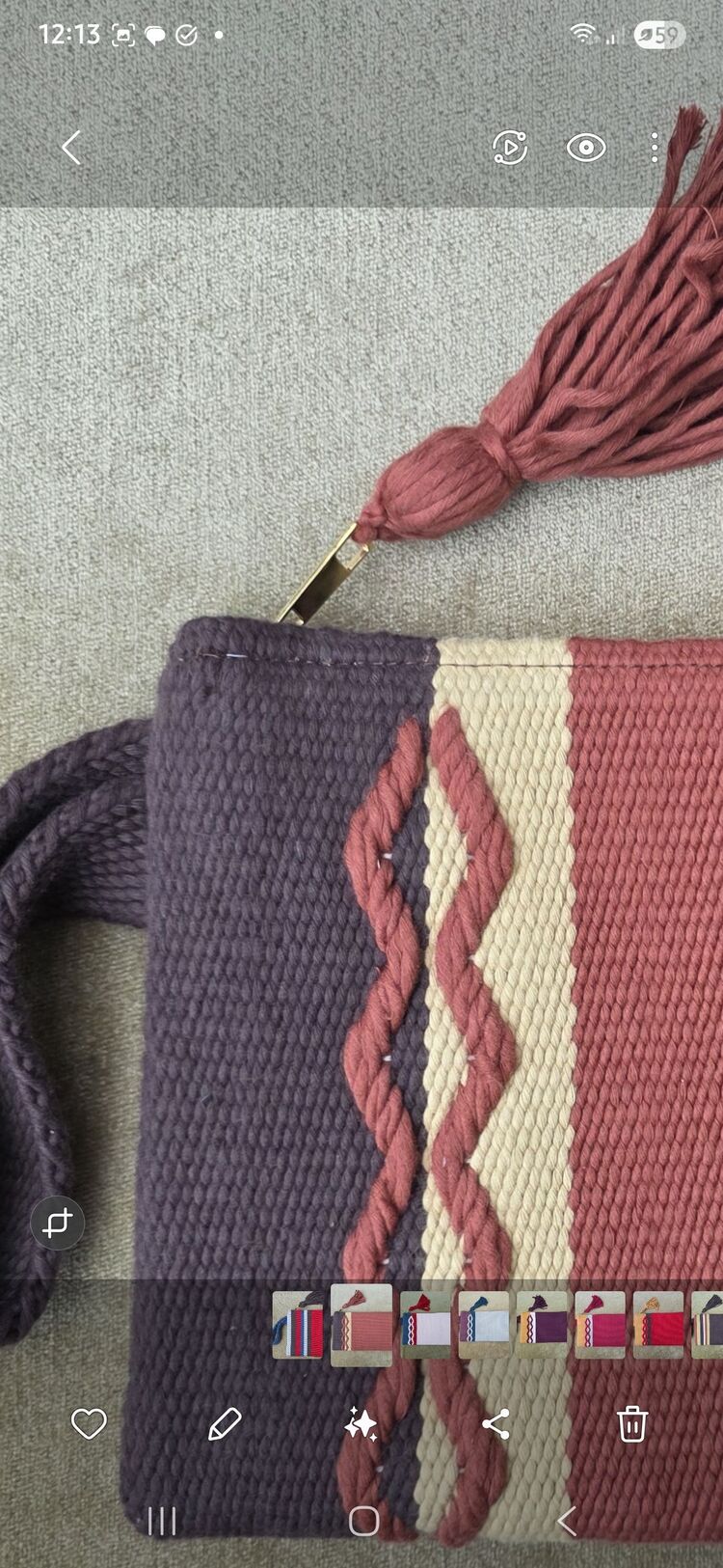 +9 renk/Baklava el dokuma pamuk portföy çanta - Handwoven cotton clutch