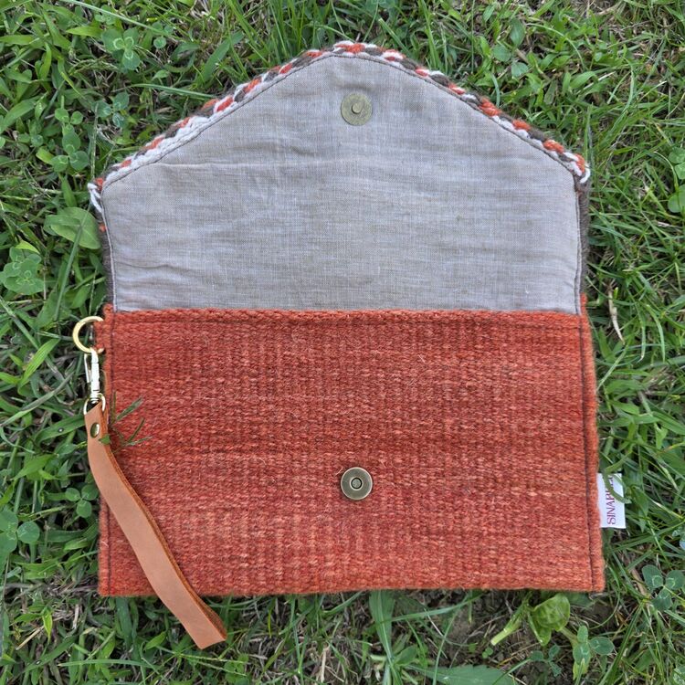 +1 renk/Gerze Elde Yün Dokuma Çanta (Hand-woven Wool Clutch)