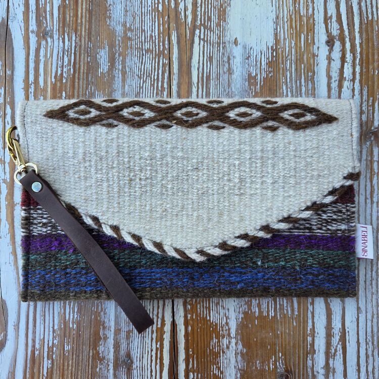 +10 renk/Baklava Elde Yün Dokuma Çanta (Hand-woven Wool Clutch)