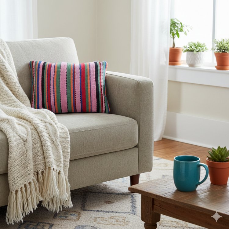 Diğer renkler için tıklayın. El Dokuma Pamuk Kırlent Kılıf (Hand-woven Cotton Pillow Cover)