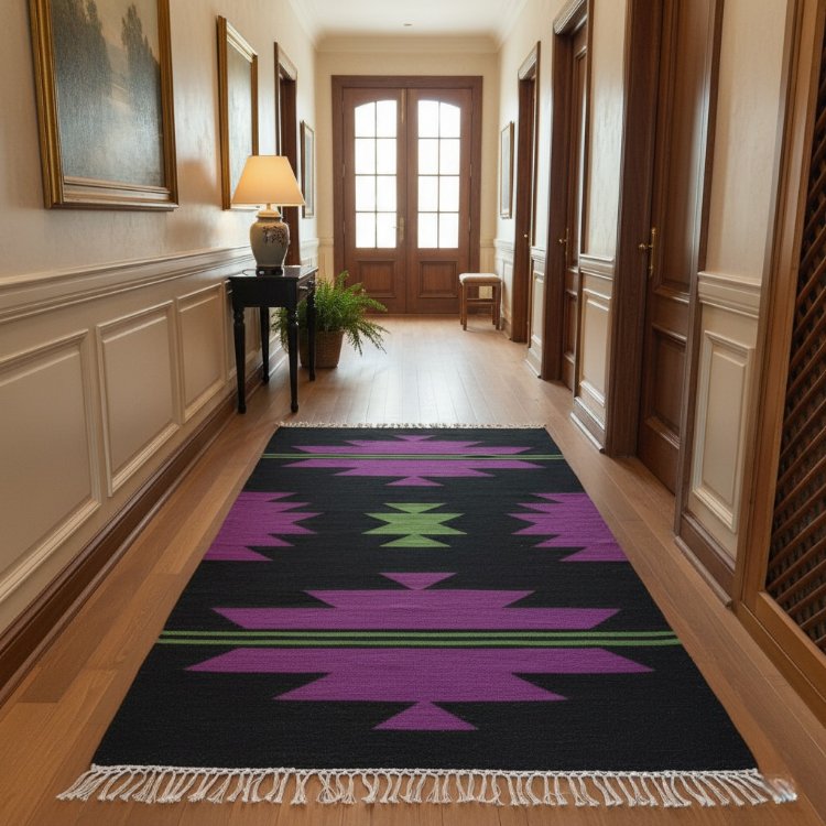 Menekşe El Dokuma Yün Kilim (Violet Hand-woven Wool Kilim Rug)