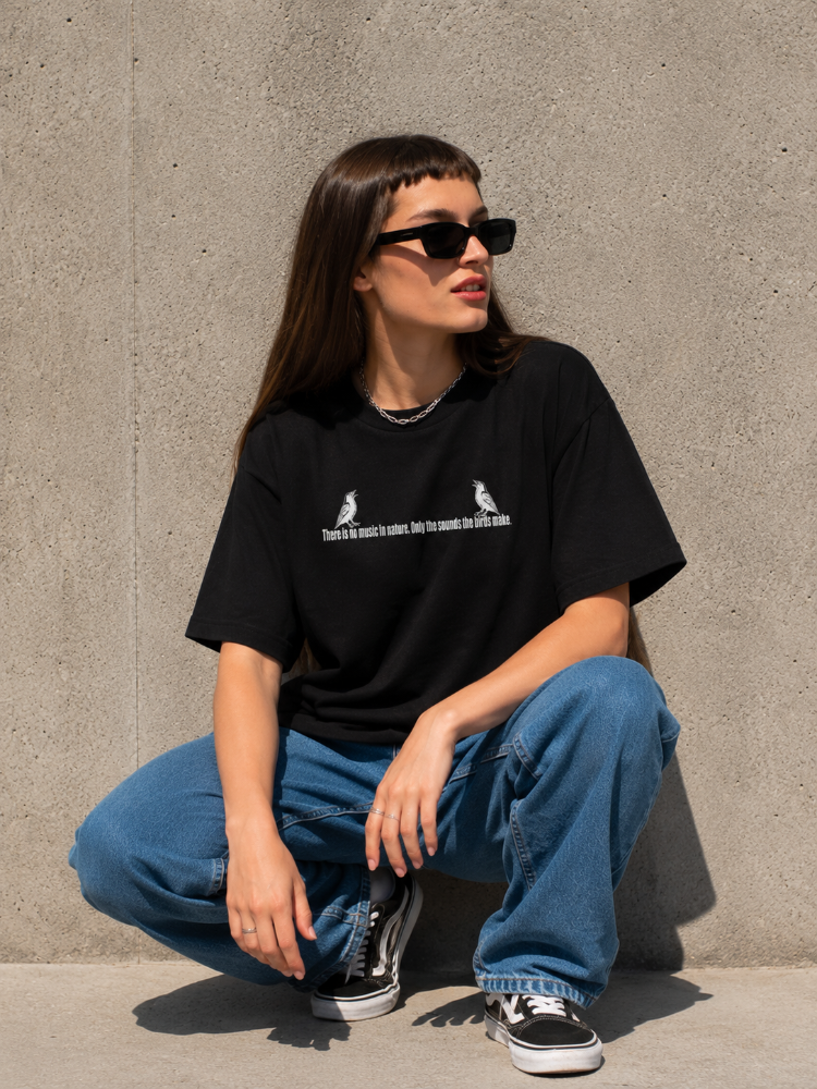 HITCHCOCK'UN KUŞLARI OVERSİZE SİYAH TSHIRT
