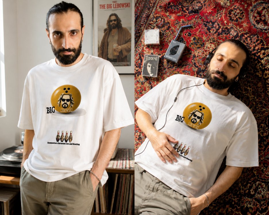 BIG LEBOWSKİ OVERSIZE ARŞİV SERİSİ (KALIN KUMAŞ) BEYAZ T-SHİRT
