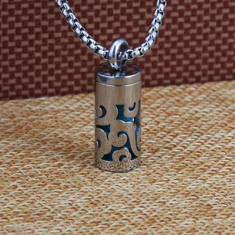 Aromaterapi Kolyesi Kısa Model-Difüzör-Silver-Mavi Keçe