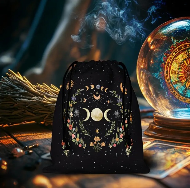 3lü Ay Kadife Tarot Kesesi