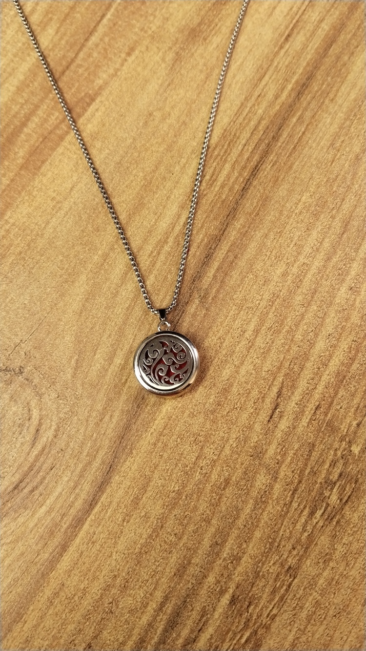 Aromaterapi Kolyesi- Difüzör-Silver- Kırmızı Keçe