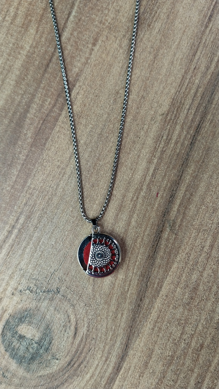 Aromaterapi Kolyesi- Difüzör-Silver- Kırmızı Keçe