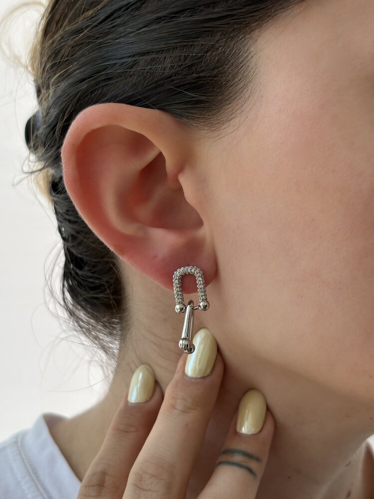 Tiff Gümüş Renk Taşlı Küpe