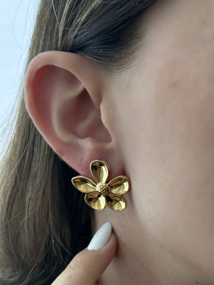 Çiçek Gold Küpe