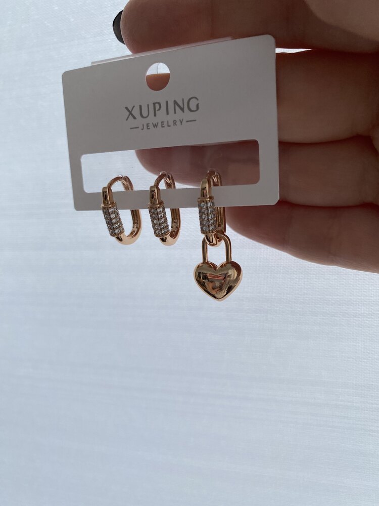 3’lü Kalp Detay Set Küpe Rose Renk