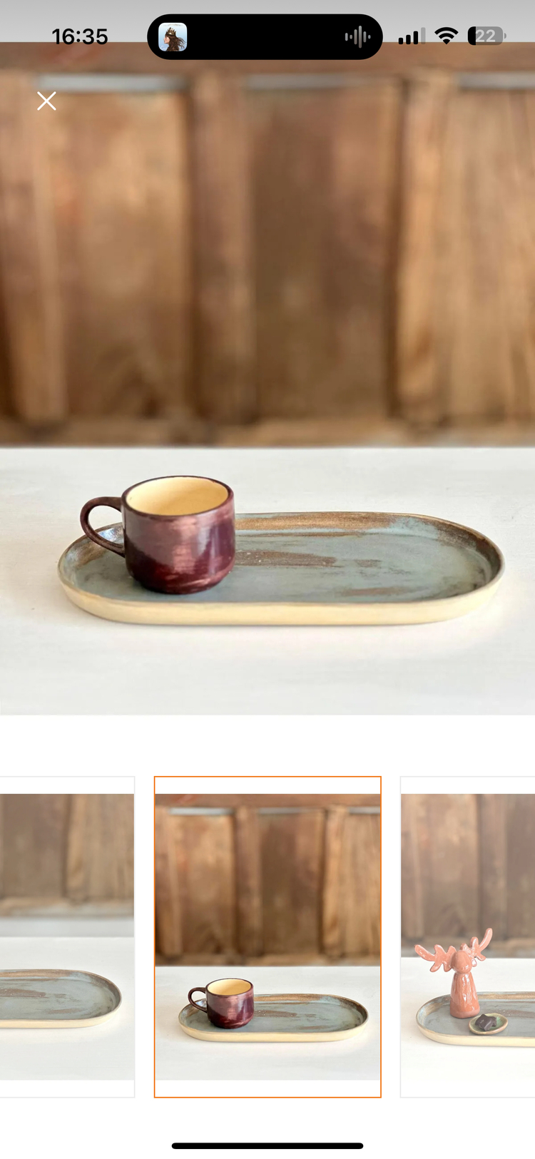 Efektli Mavi Dik Kenar Oval Tabak 29 cm