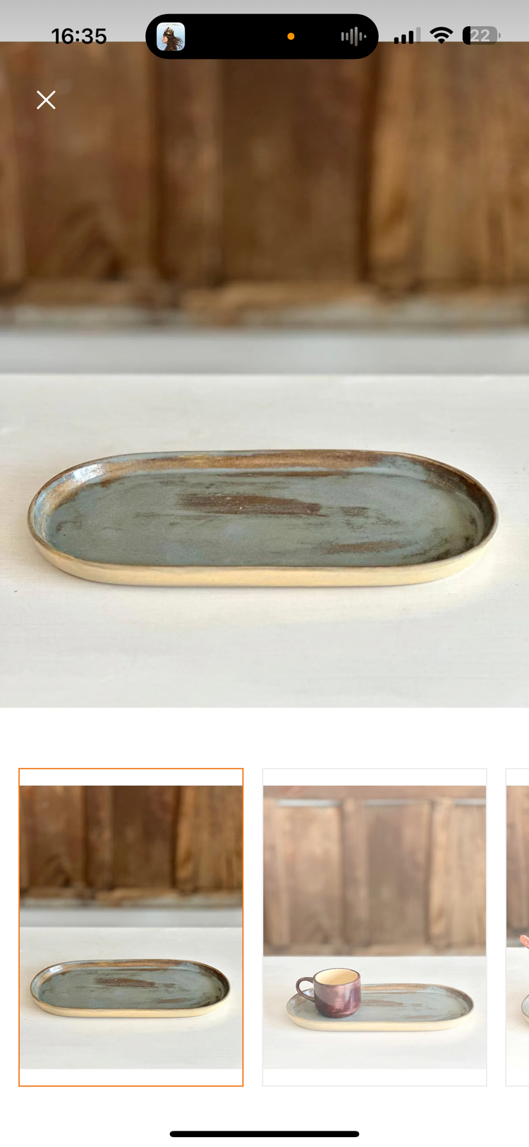 Efektli Mavi Dik Kenar Oval Tabak 29 cm