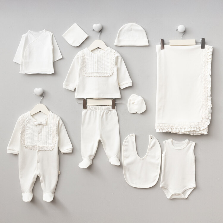Pugi Baby Krem Kopanaki Nervürlü Yenidoğan Hastane Çıkışı 10 Lu set