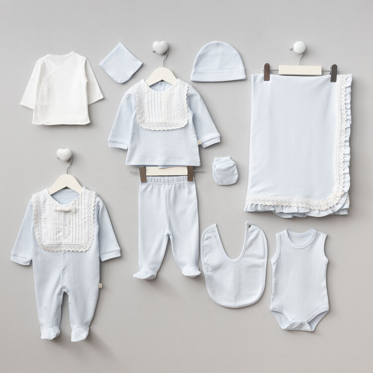 Pugi Baby Mavi Kopanki Nervürlü Yenidoğan Hastane Çıkışı 10 Lu set