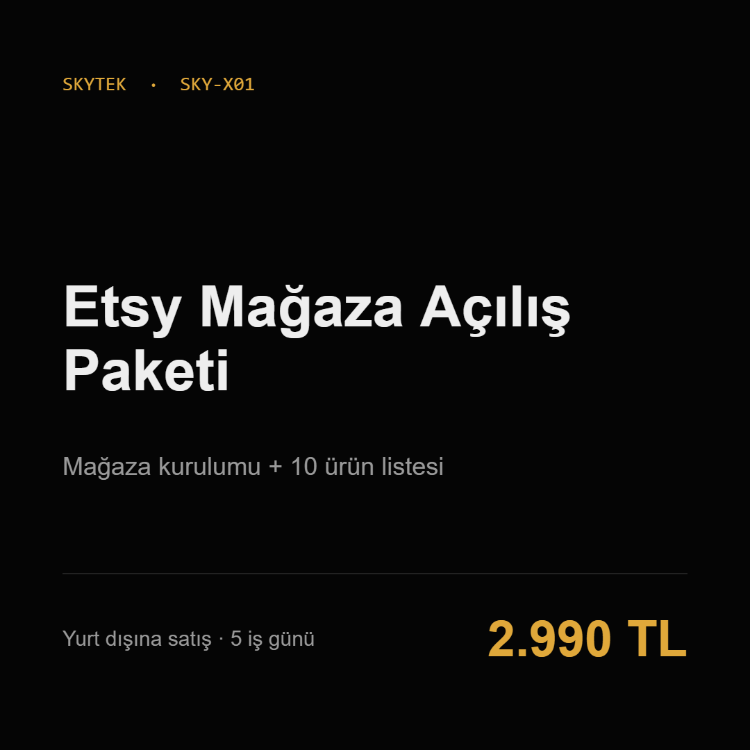 Etsy Mağaza Açılış Paketi | Kurulum + 10 Ürün Listesi