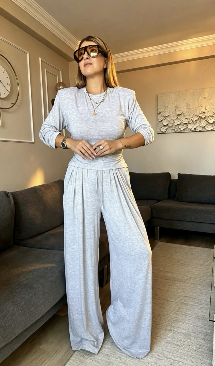 Vatkalı Bluz Pantalon Takım