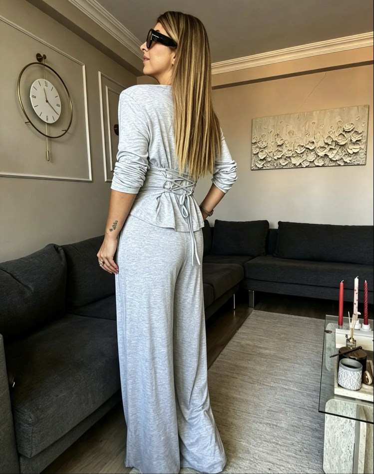 Vatkalı Bluz Pantalon Takım