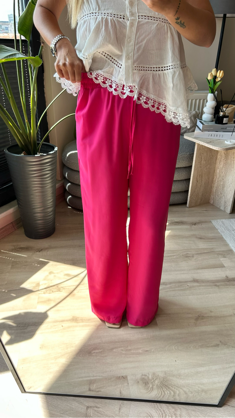 Fuşya Pembe beli lastikli Pantalon