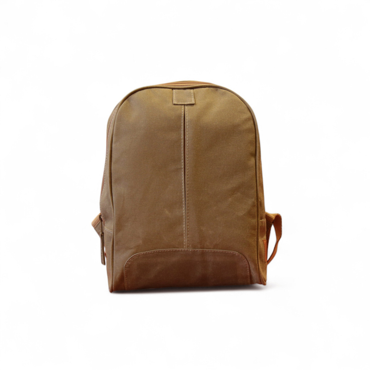 Unisex Fermuarlı Sırt Çantası-Camel