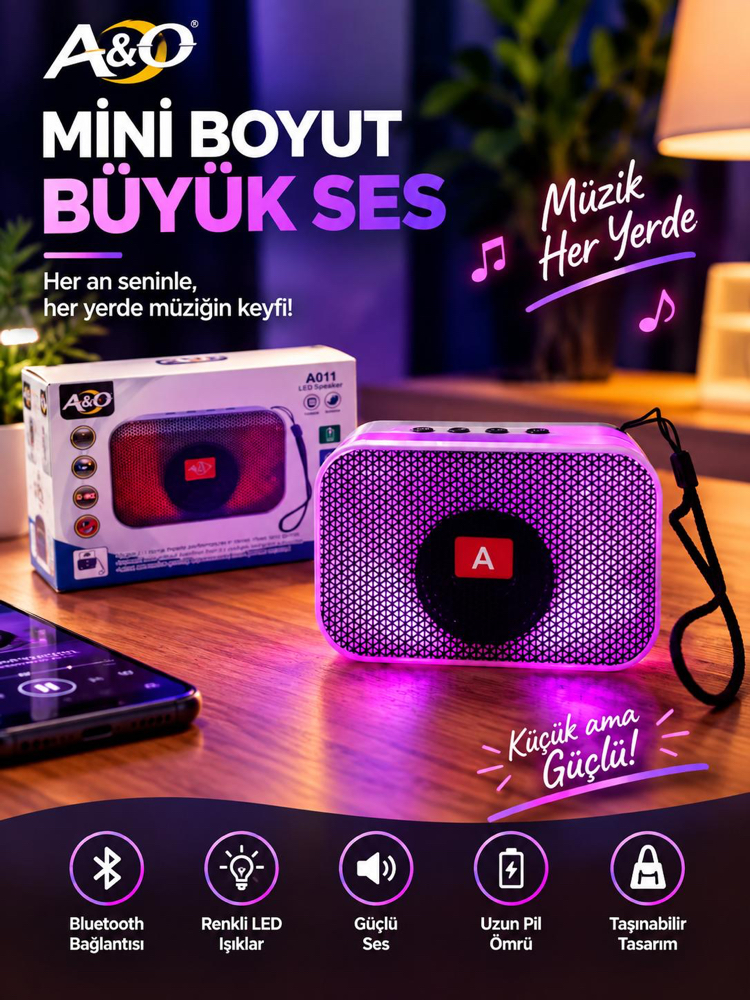 A&O A011 LED Bluetooth Hoparlör