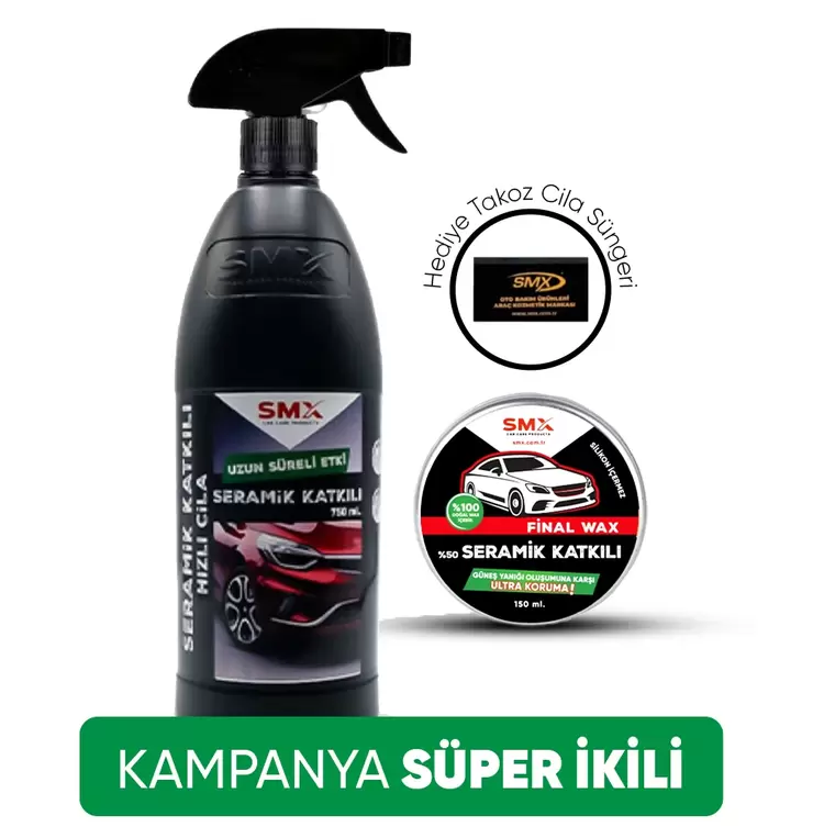 SMX Final Wax 150 Ml + Seramik Katkılı Hızlı ve Pratik Cila 750 ML.