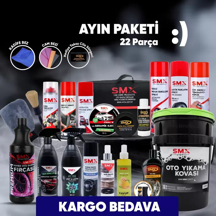 SMX Ay'ın Paketi + Oto Yıkama Kovası ve Bagaj Çantası Hediyeli