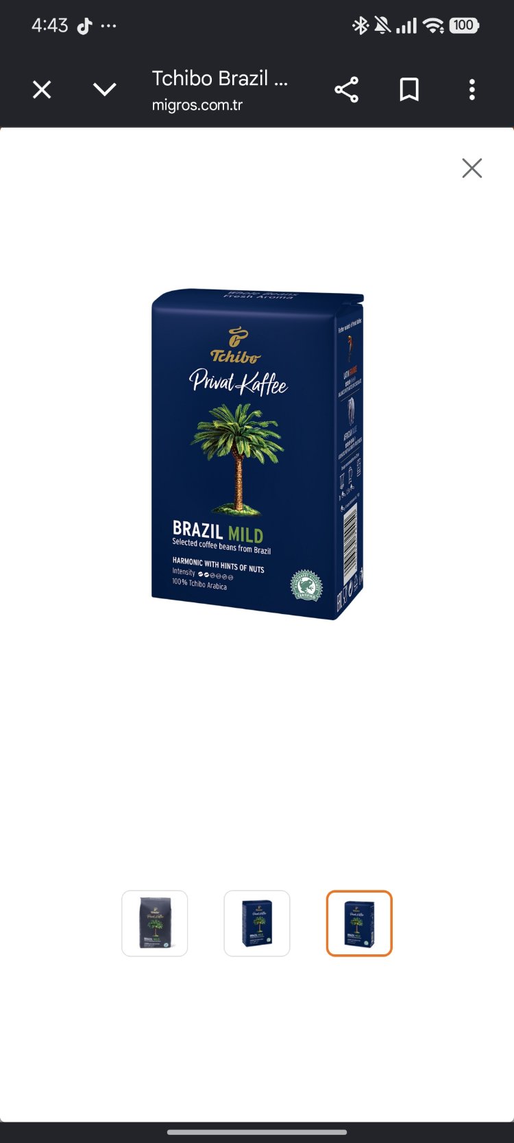 Tchibo brazil mild çekirdek kahve 500 g