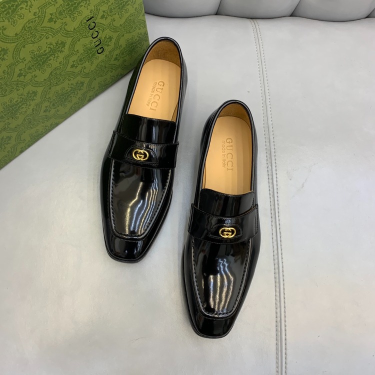 Gucci Adene Gg Leather Loafers - Black 38-47