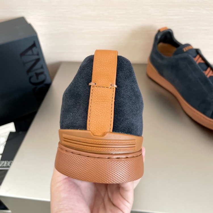 Zegna Black Suede Triple Stitch Sneakers 39-46