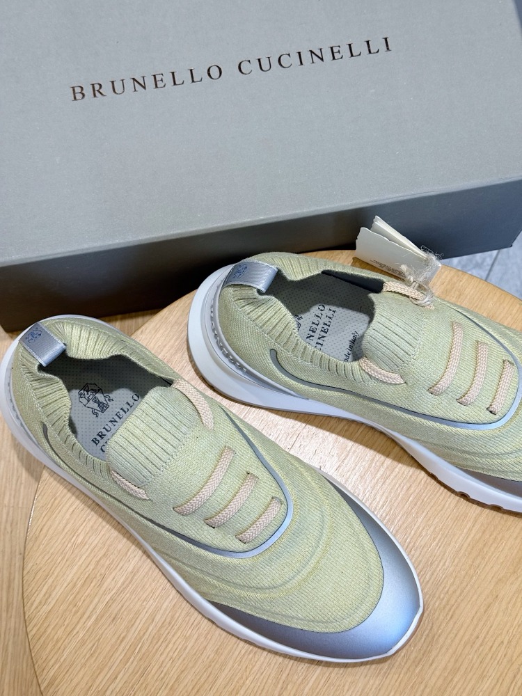 Brunello Cucinelli Knit Panelled Sneakers | Green 38-45