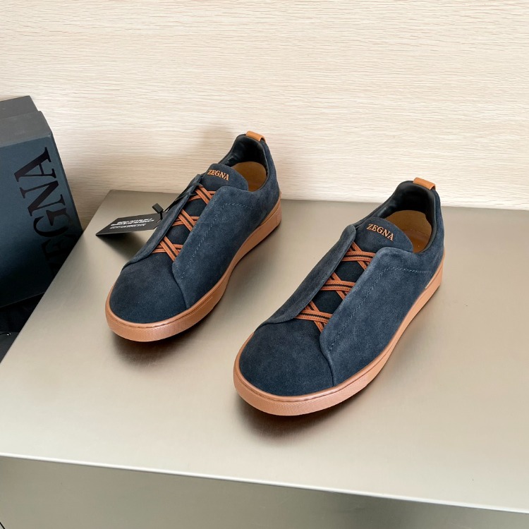 Zegna Black Suede Triple Stitch Sneakers 39-46