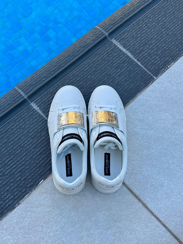 Dolce Gabbana Iron Portofino Leather Sneakers