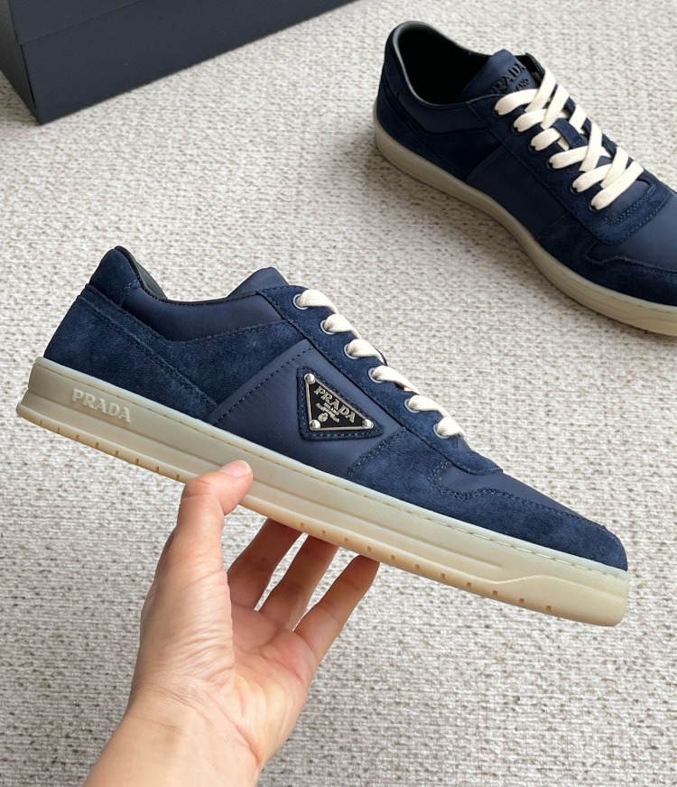 Prada Mavi Erkek Downtown Mavi Re-Nylon ve Süet Erkek Spor Ayakkabı 39-45