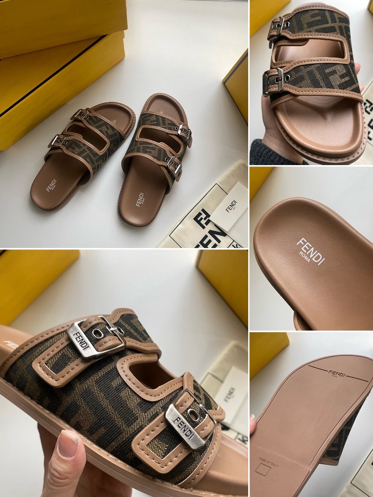 Fendi Feel Sandals Fabric Brown 39-46