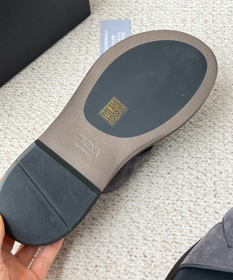 Zegna Almond Grey Suede Slides 39-45