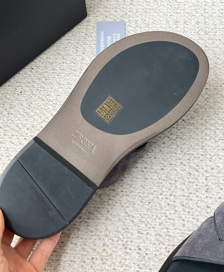 Zegna Almond Grey Suede Slides 39-45