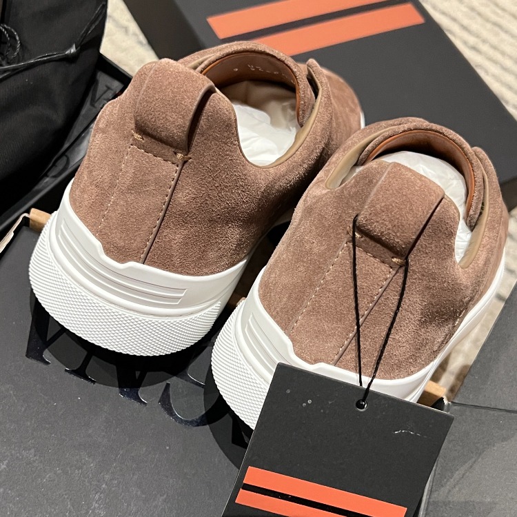 Zegna Dark Beige Suede Triple Stitch™ Sneakers 39-46