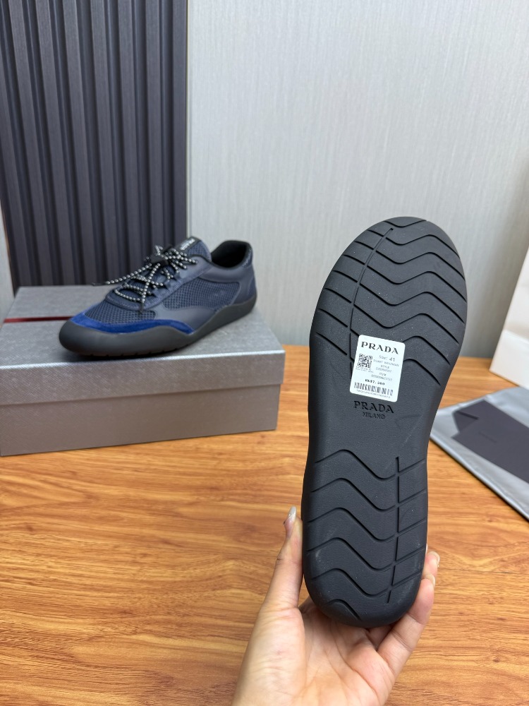 Prada Navy Speedrock leather and mesh fabric sneakers 39-45