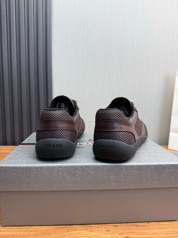 Prada Speedrock Deri ve File Spor Ayakkabı Bordo 39-45