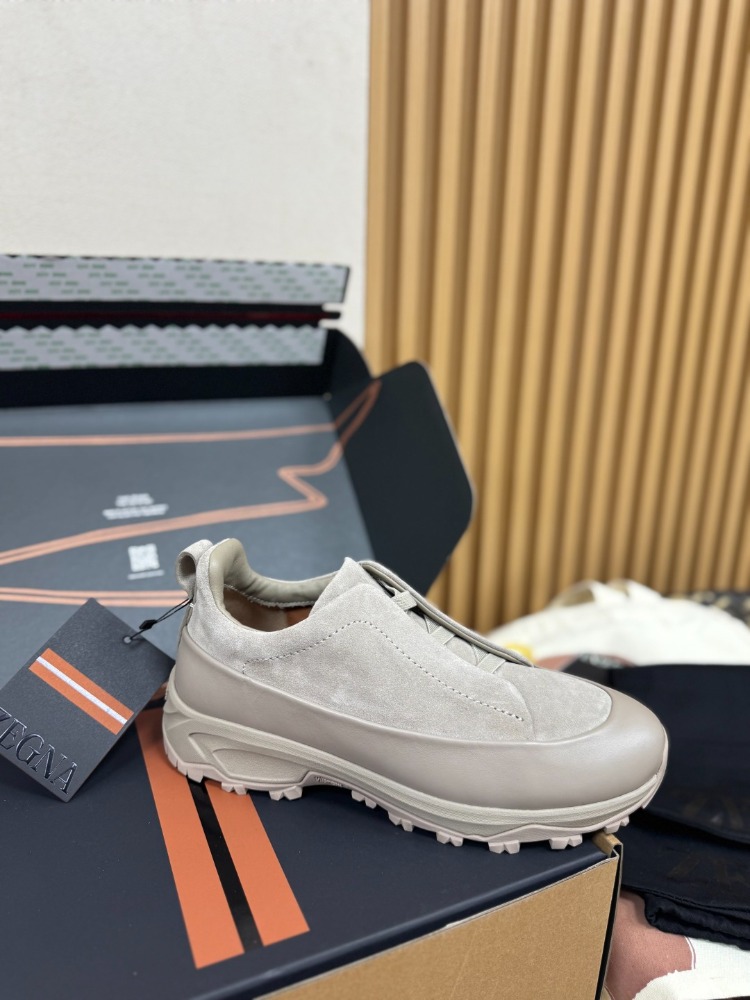 Zegna Grey Suede and Leather Triple Stitch Monte 38-46