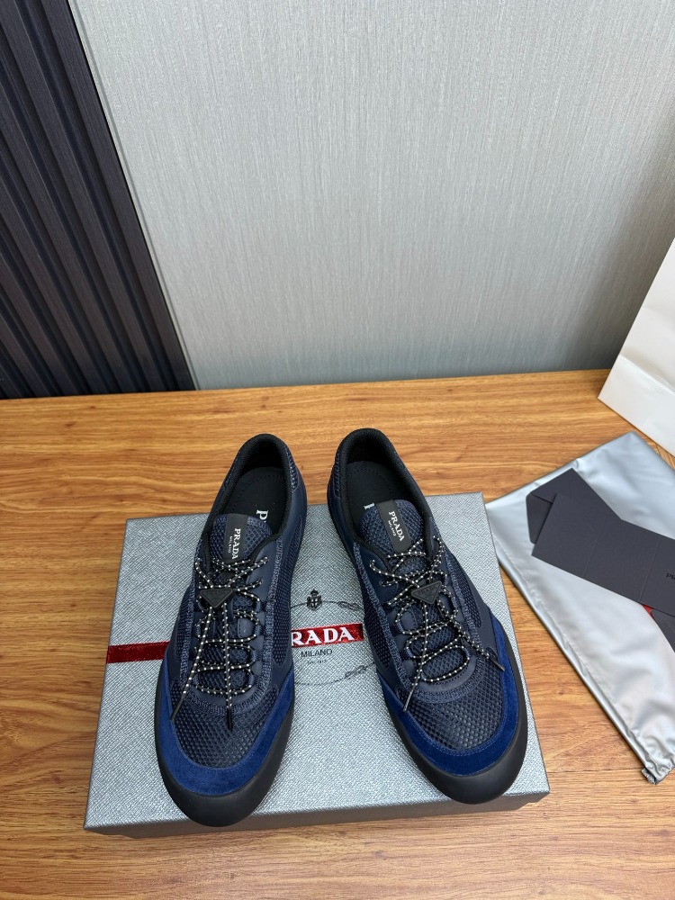 Prada Navy Speedrock leather and mesh fabric sneakers 39-45