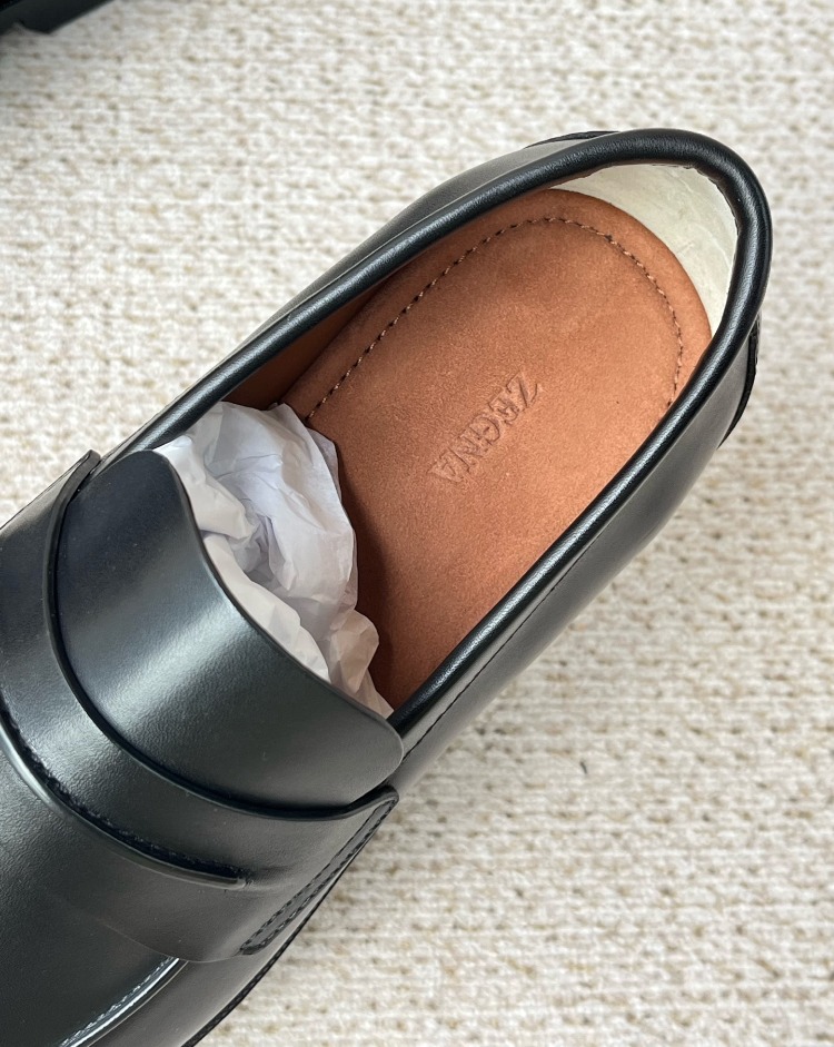 Zegna Black Leather Mocassin Corso Loafers 39-45