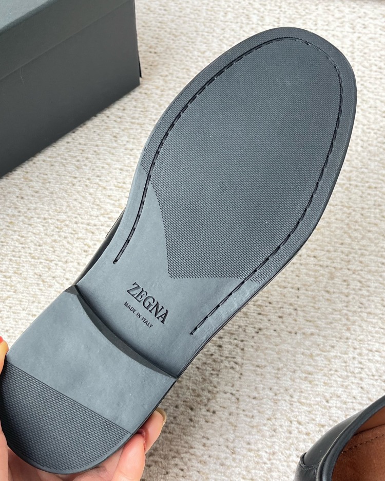 Zegna Black Leather Mocassin Corso Loafers 39-45