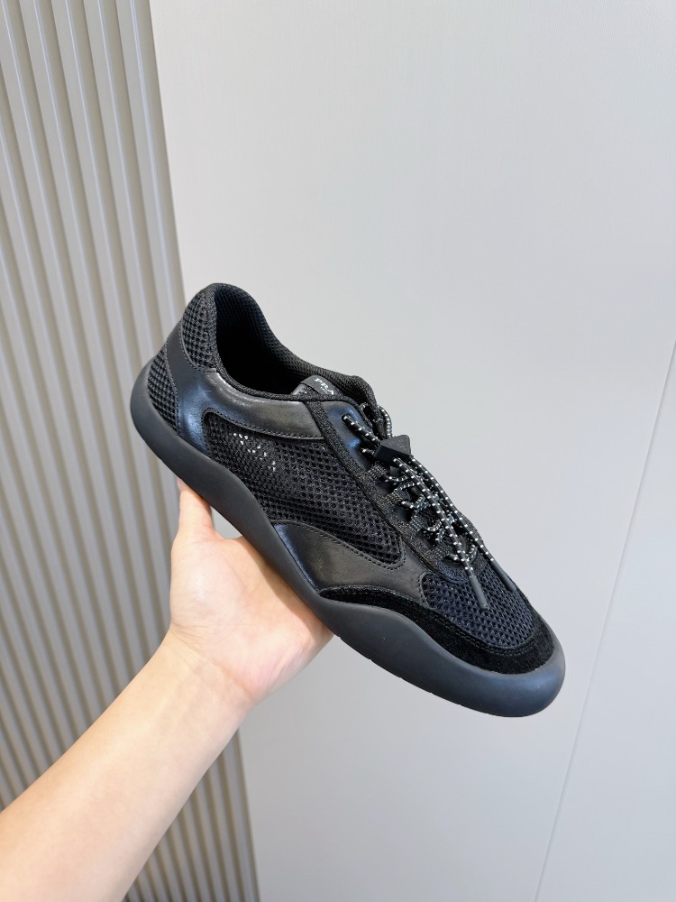 Prada Speedrock Siyah Deri ve File Erkek Spor Ayakkabı 39-45