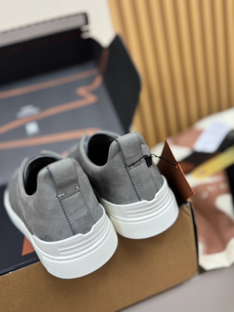 Zegna Grey Crocodile Leather Triple Stitch SECONDSKIN 38-46