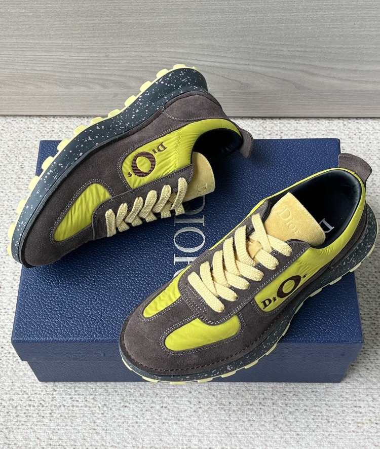 Squash Sneaker Brown and Yellow Suede Calfskin