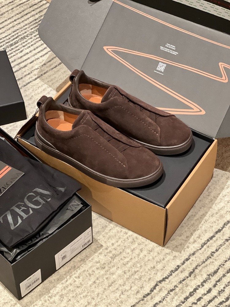 Zegna Brown Suede Triple Stitch™ Sneakers 39-46