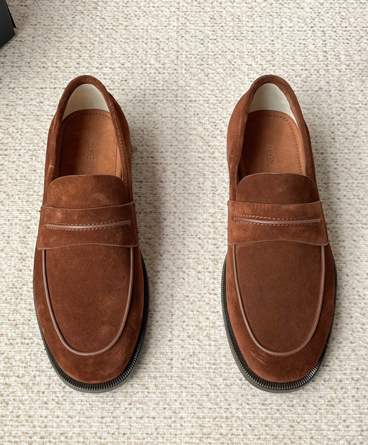 Zegna Dark Brown Suede Mocassin Corso Loafers 39-45