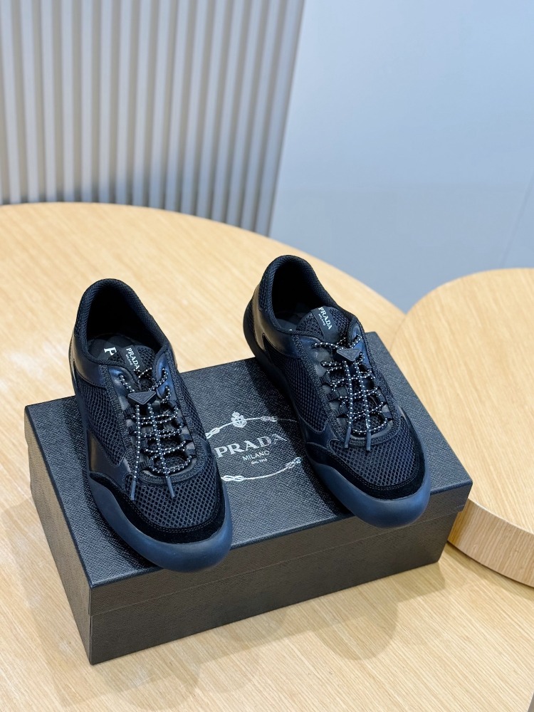 Prada Speedrock Siyah Deri ve File Erkek Spor Ayakkabı 39-45