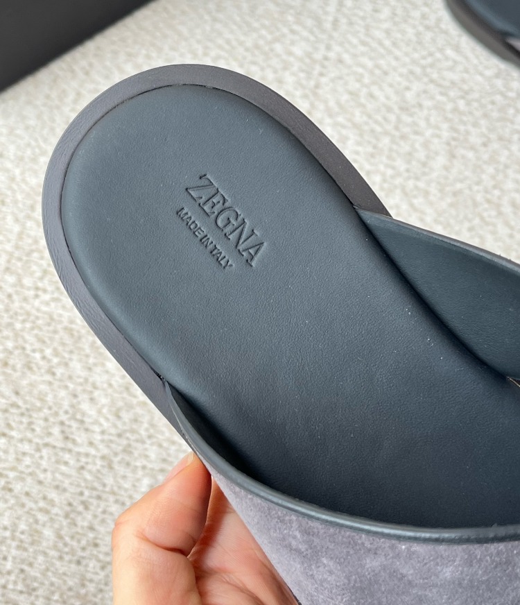 Zegna Almond Grey Suede Slides 39-45